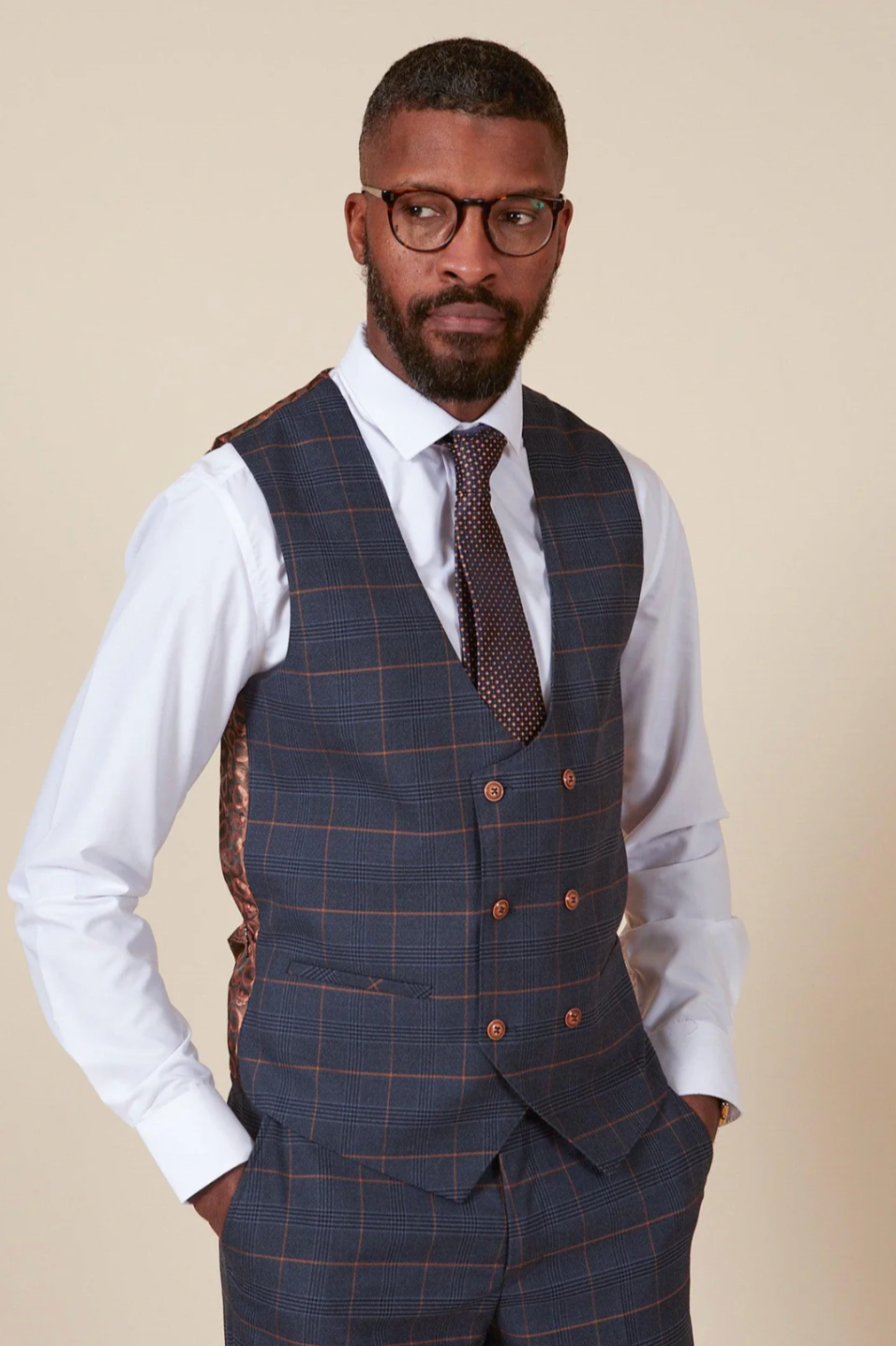 Marc Darcy Jenson Marine Double Breasted Waistcoat