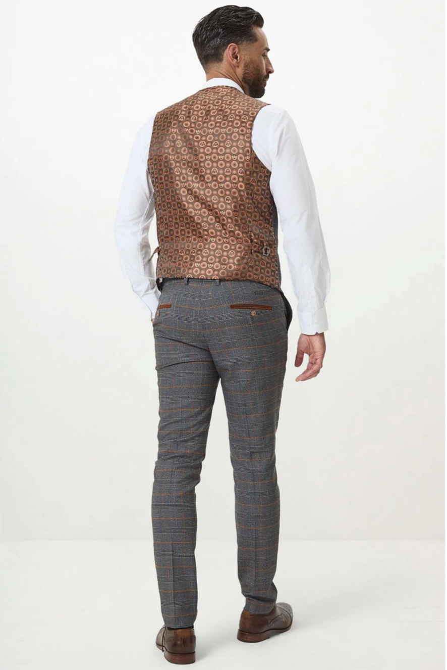 Marc Darcy Jenson Grey Check Double Breasted Waistcoat