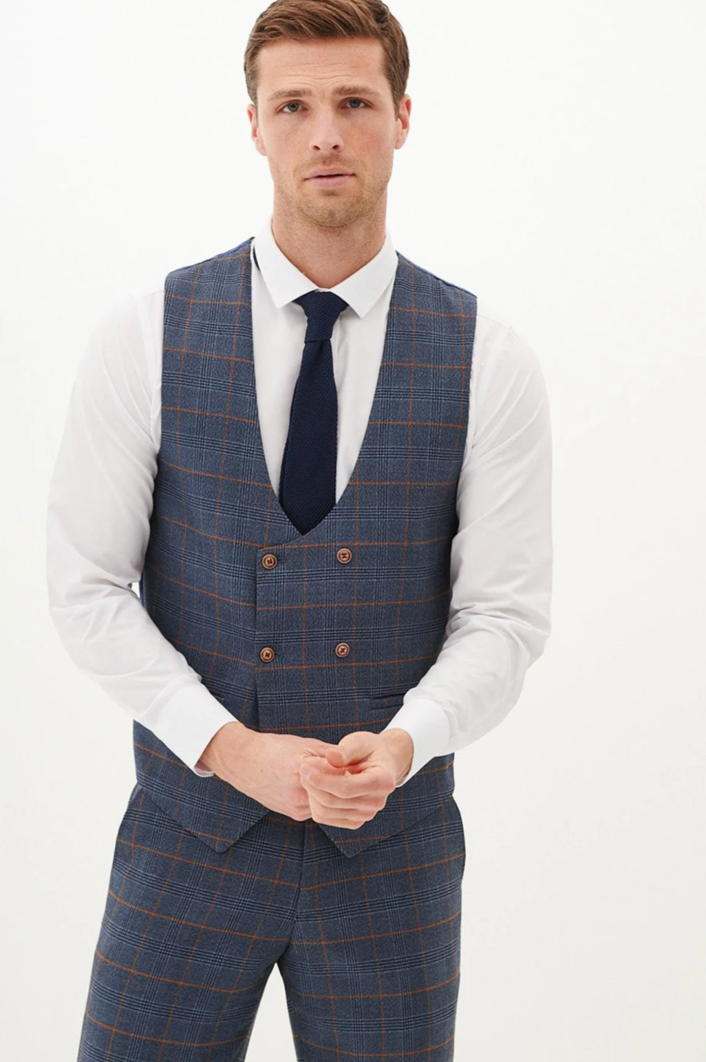 Marc Darcy Sky Blue Double Breasted Waistcoat