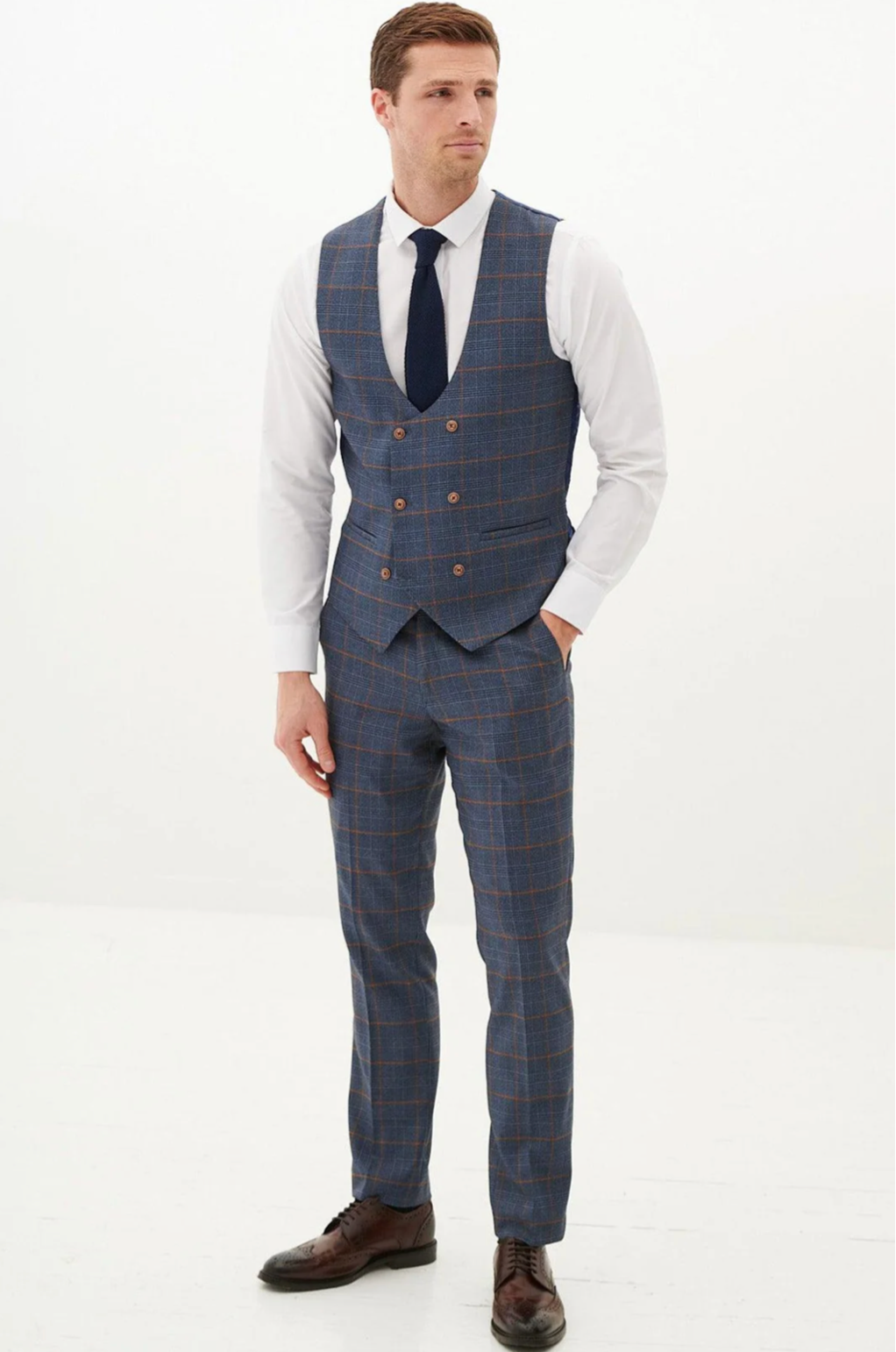 Marc Darcy Sky Blue Double Breasted Waistcoat