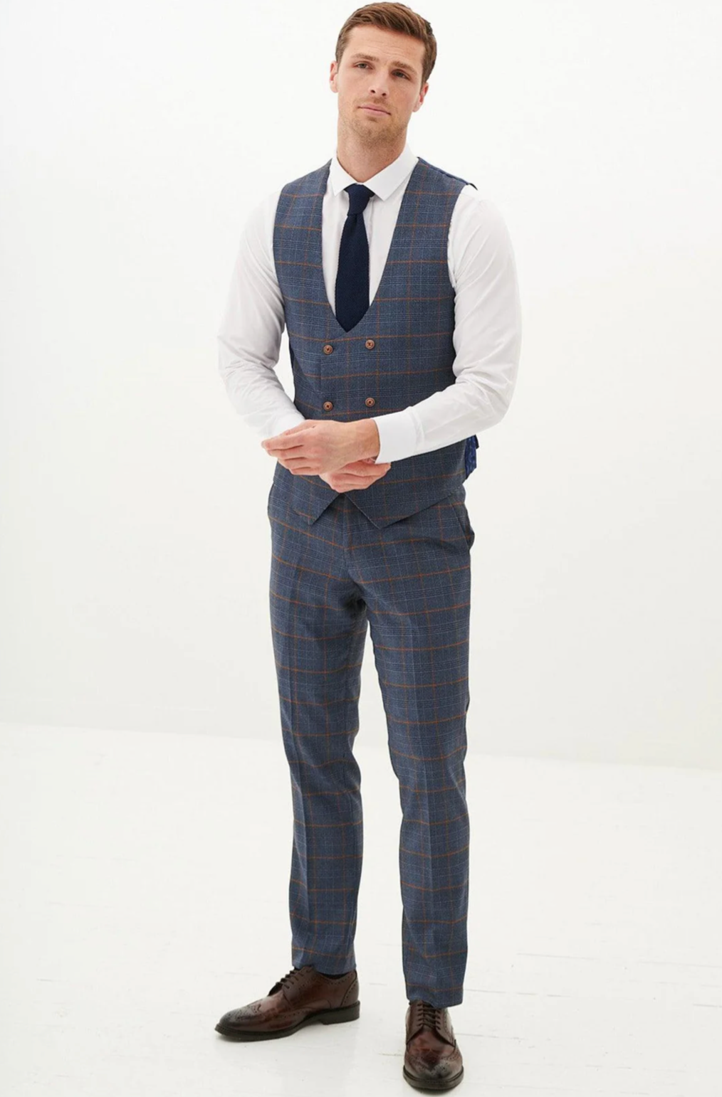 Marc Darcy Sky Blue Double Breasted Waistcoat