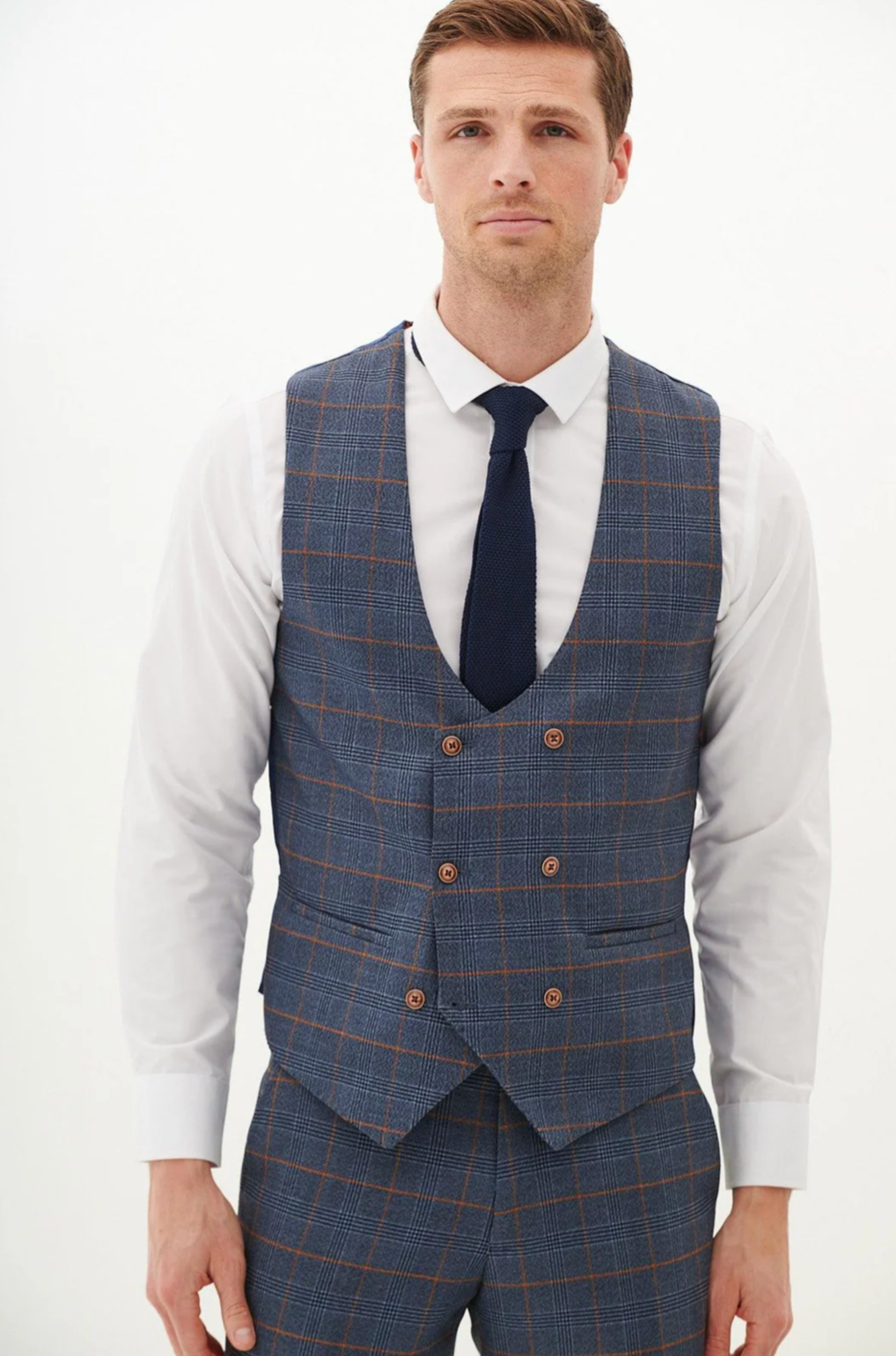 Marc Darcy Sky Blue Double Breasted Waistcoat