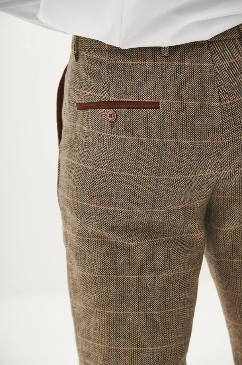 Marc Darcy Ted Tweed Tan Trouser