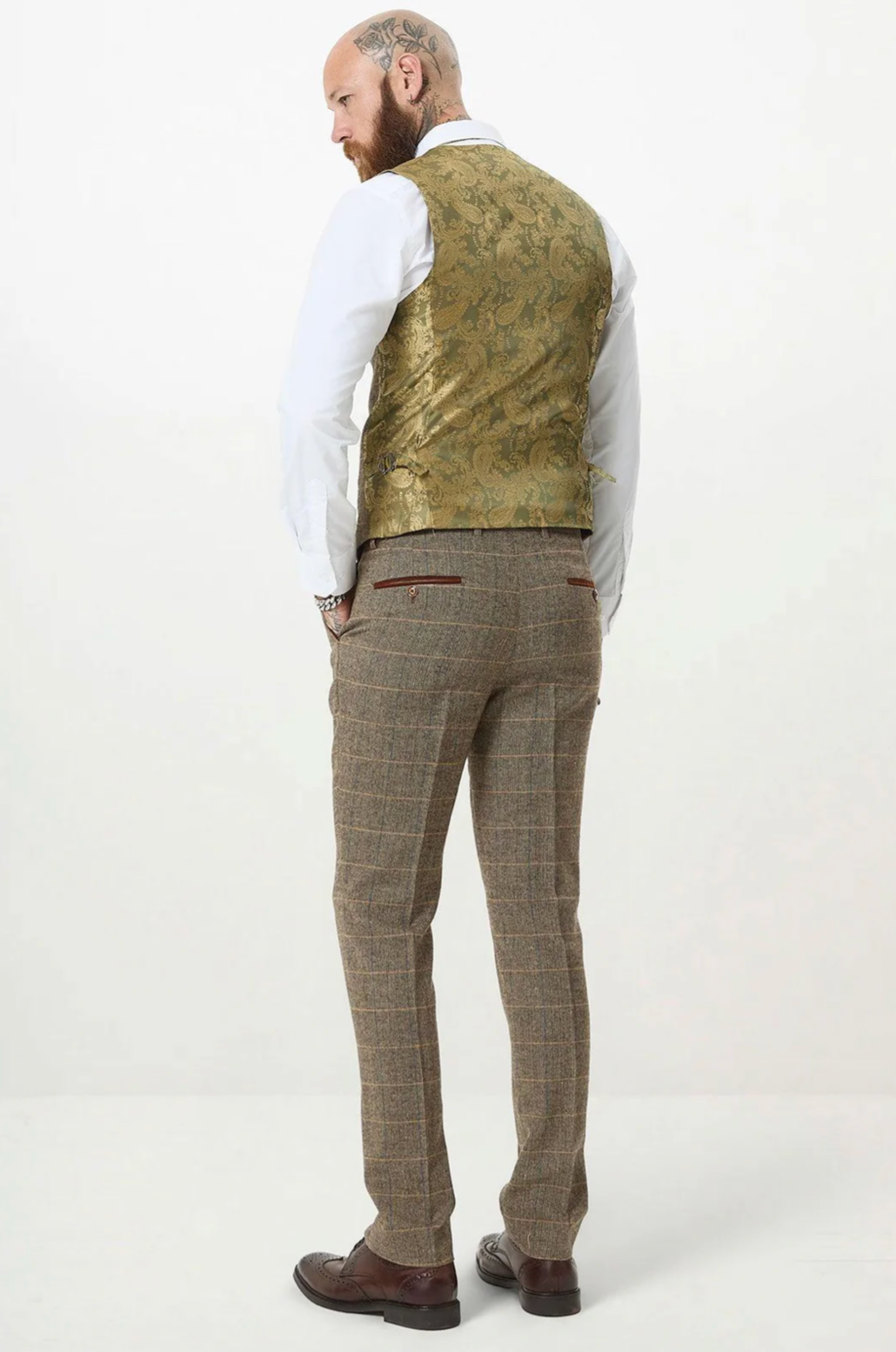 Marc Darcy Ted Tan Tweed Double Breasted Waistcoat