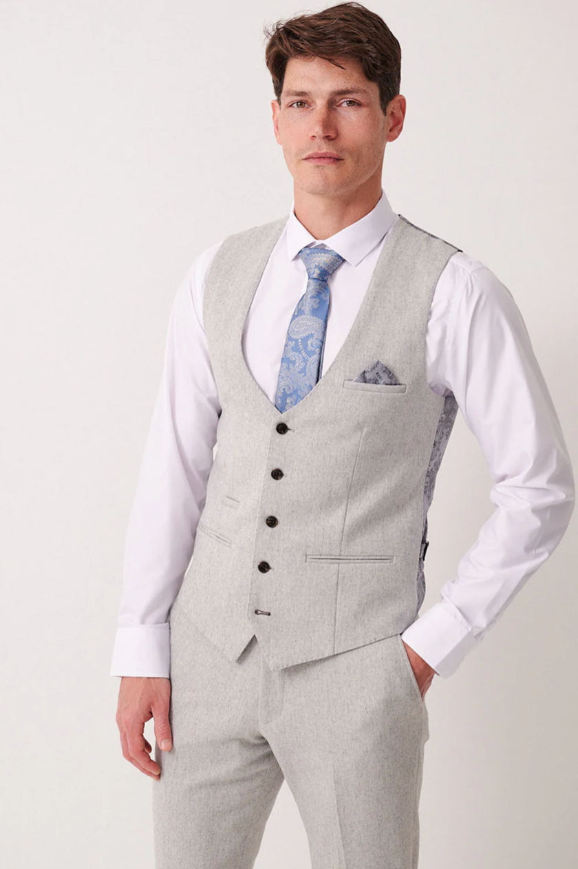 Archie Silver Tweed Waistcoat
