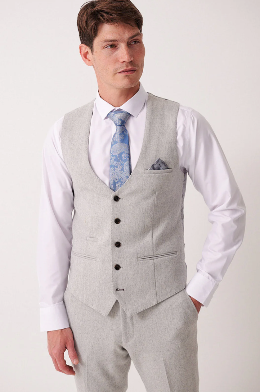 Archie Silver Tweed Waistcoat
