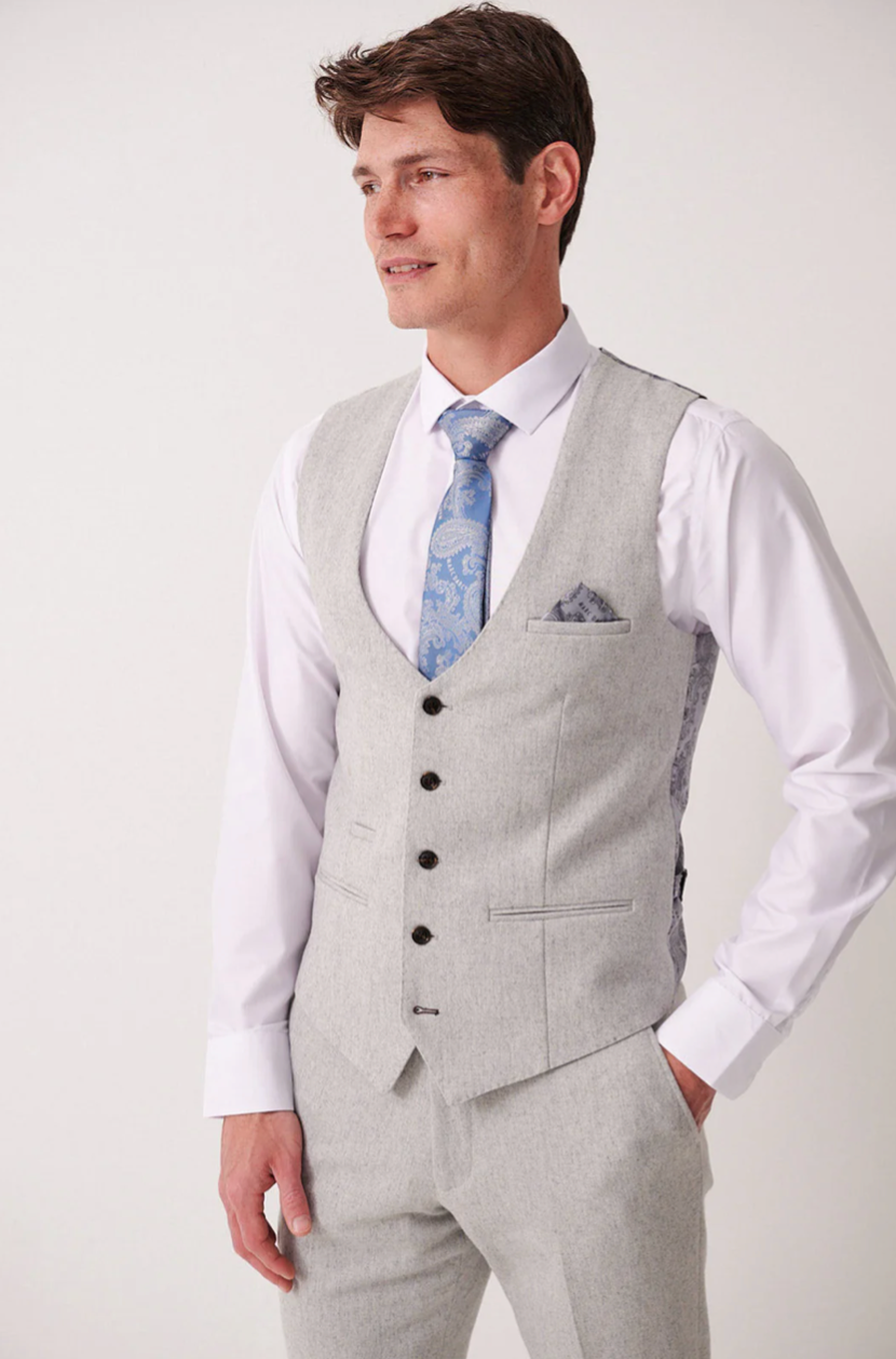 Archie Silver Tweed Waistcoat