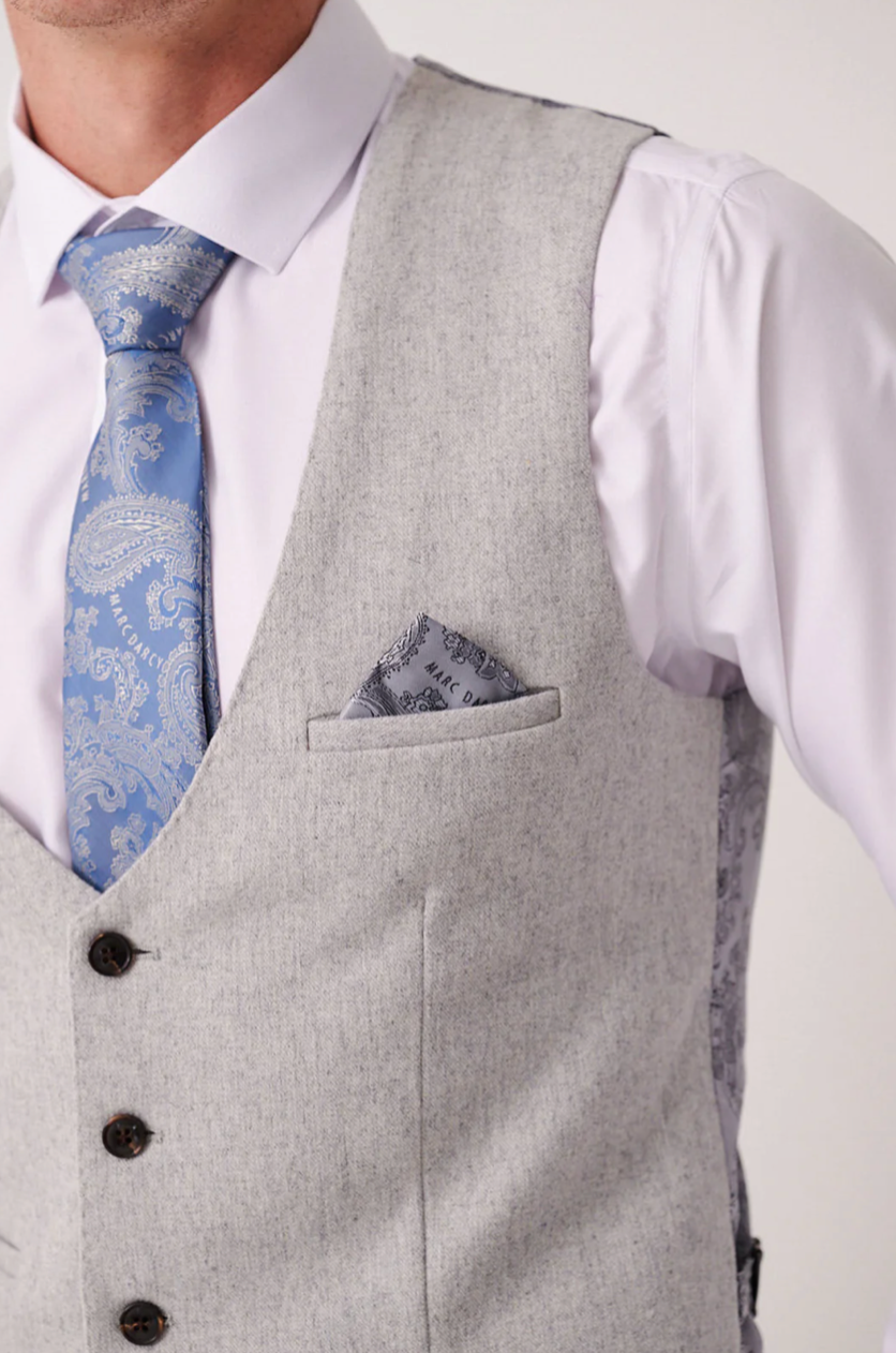 Archie Silver Tweed Waistcoat