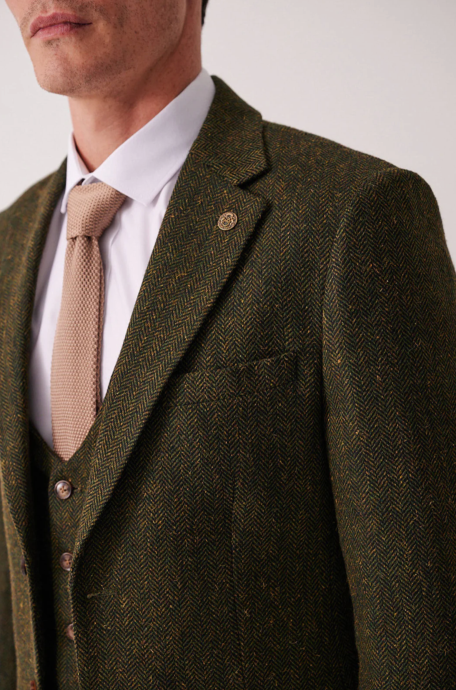 Marc Darcy Dean Olive Tweed Blazer