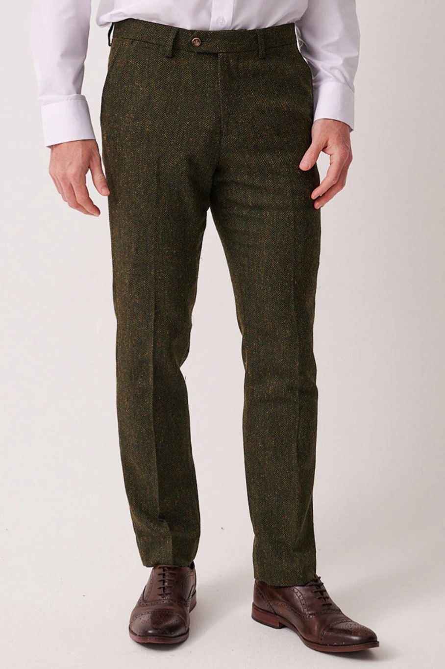 Marc Darcy Dean Olive Tweed Trouser