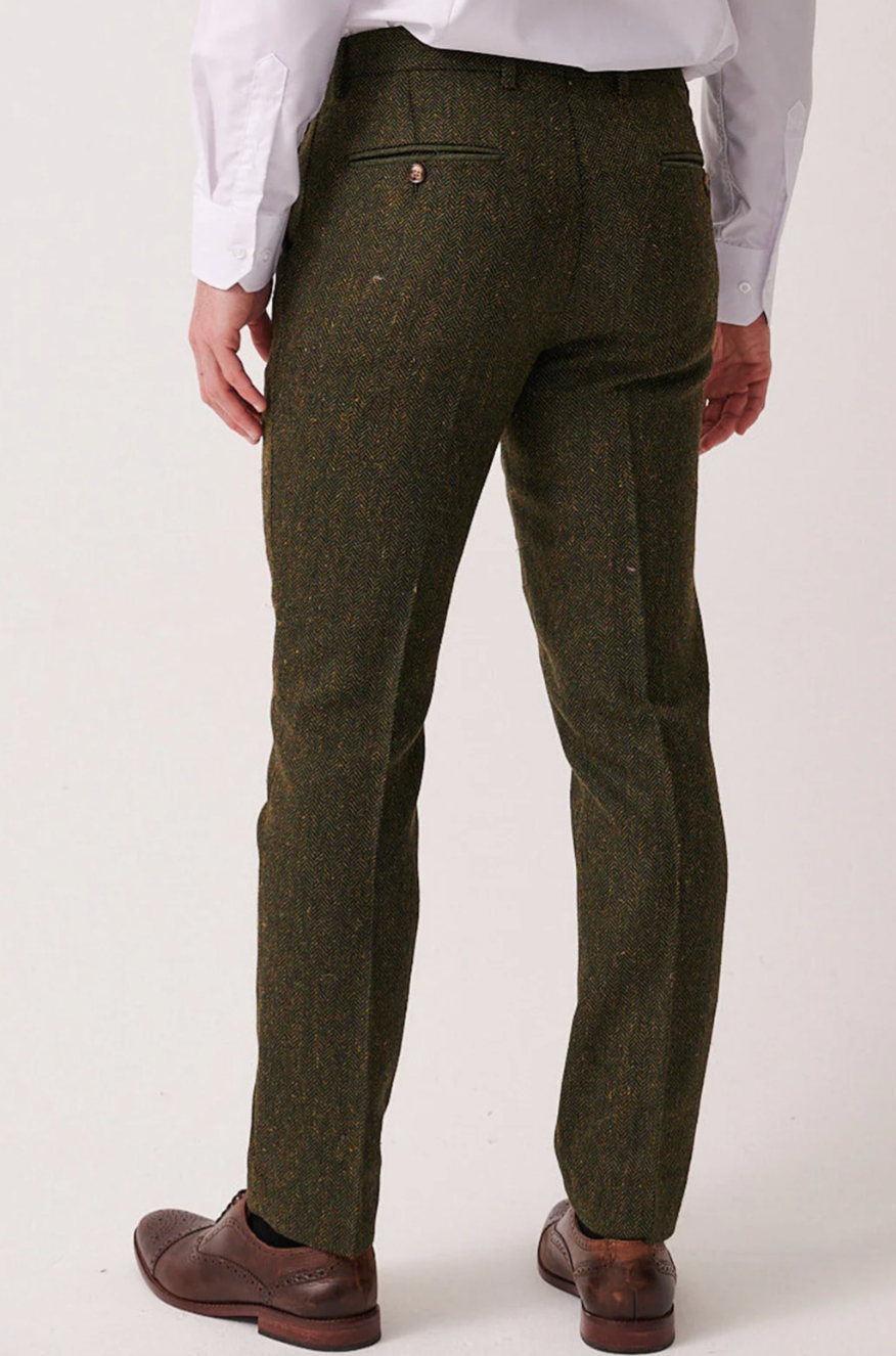 Marc Darcy Dean Olive Tweed Trouser