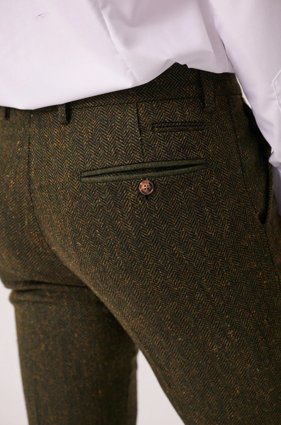 Marc Darcy Dean Olive Tweed Trouser