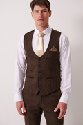 Marc Darcy Dean Brown Tweed Waistcoat