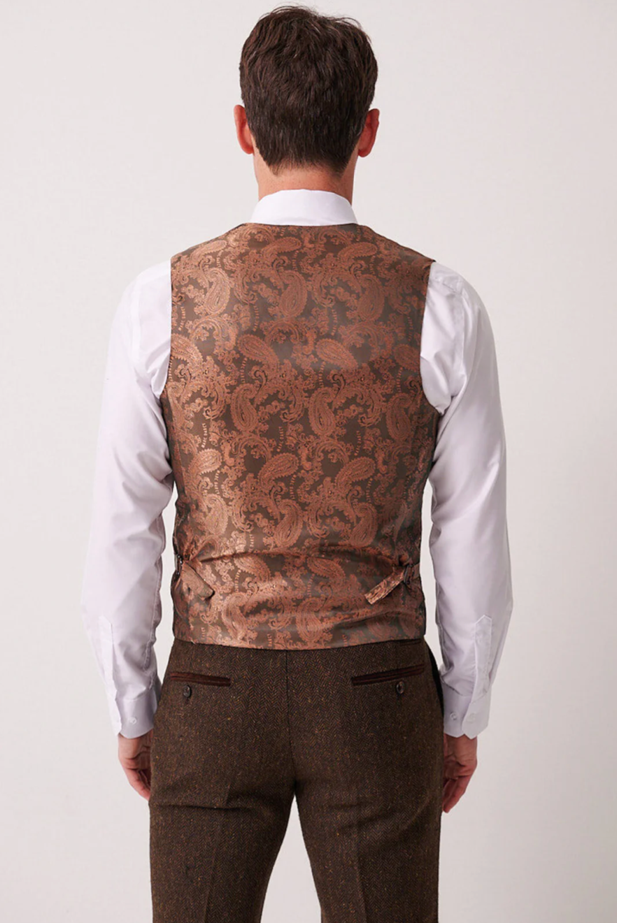 Marc Darcy Dean Brown Tweed Waistcoat