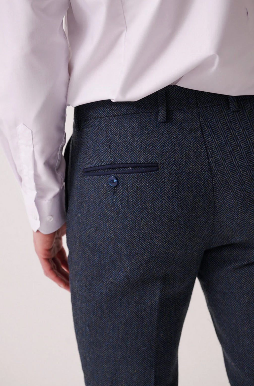 Marc Darcy Dean Blue Tweed Trouser