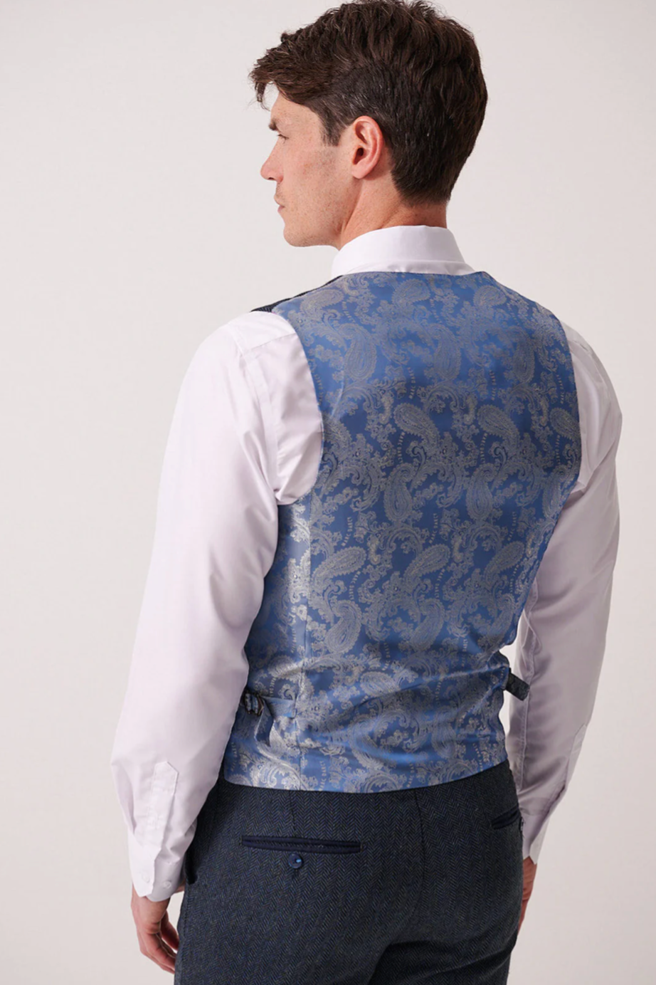 Marc Darcy Dean Blue Tweed Waistcoat