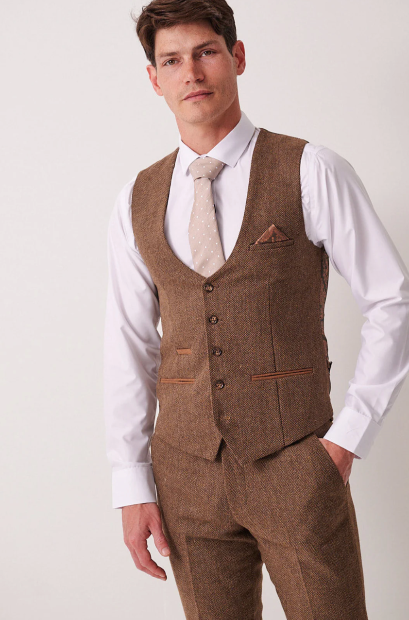 Marc Darcy Dean Tan Brown Waistcoat
