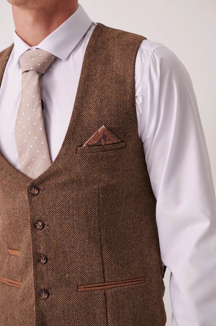 Marc Darcy Dean Tan Brown Waistcoat
