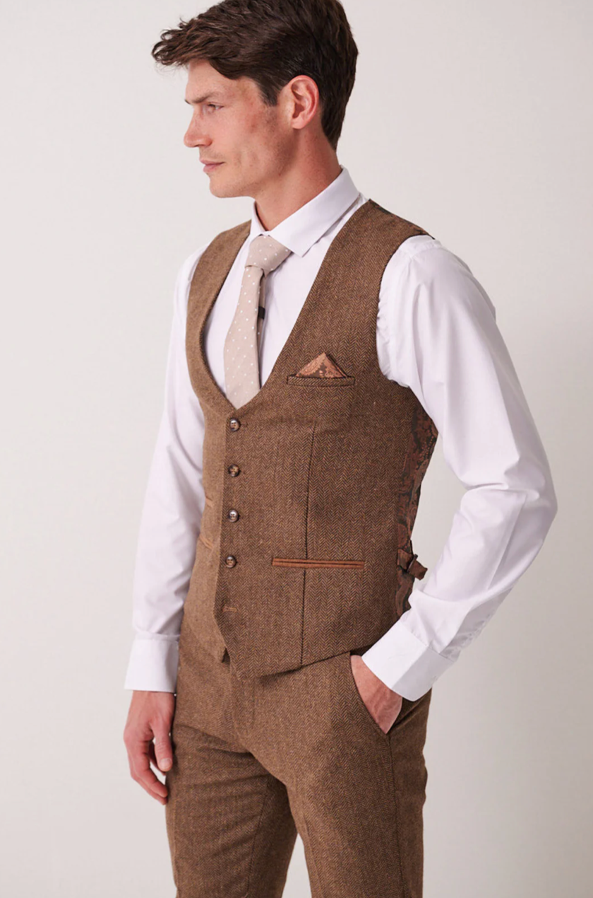 Marc Darcy Dean Tan Brown Waistcoat