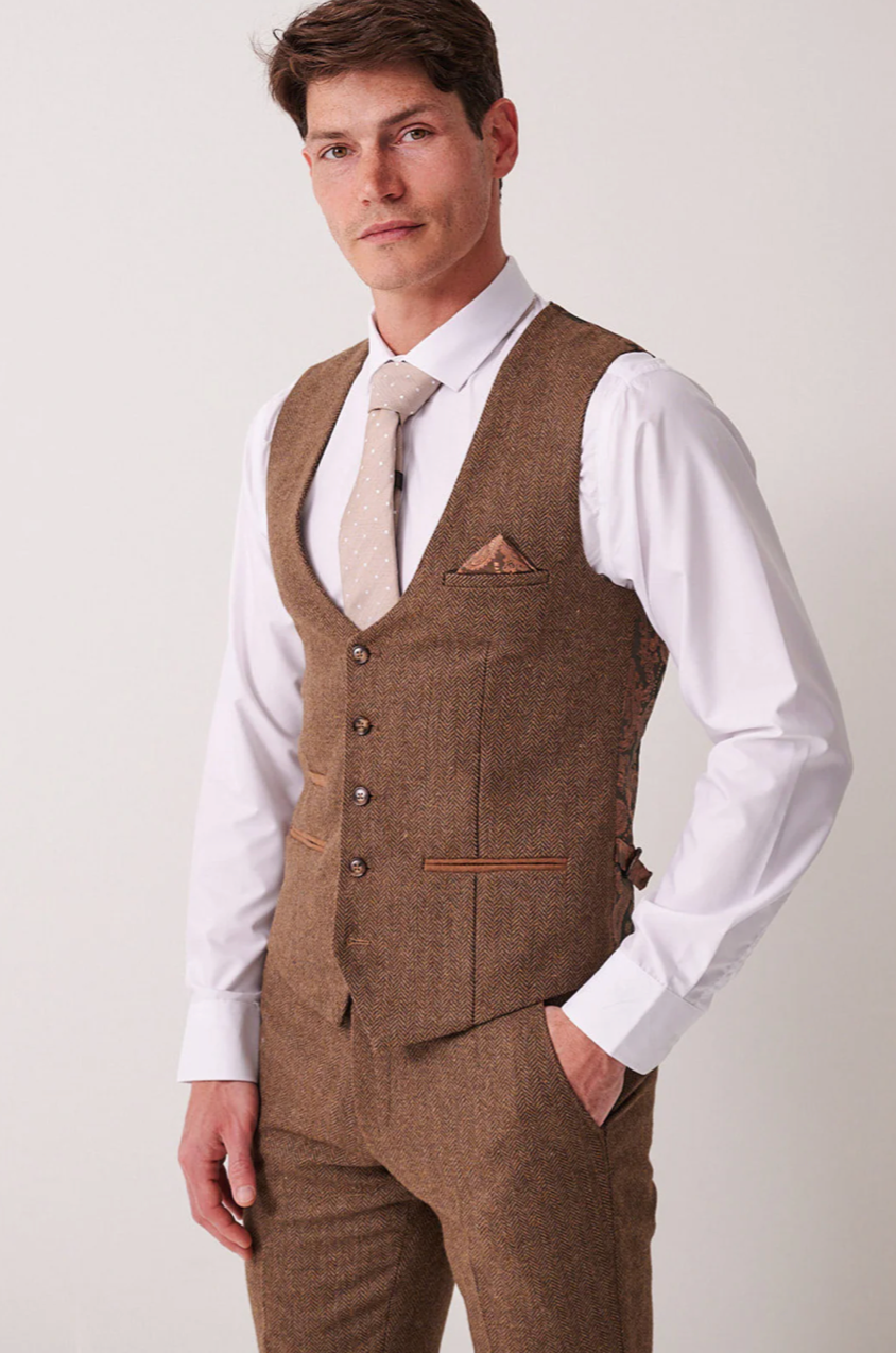 Marc Darcy Dean Tan Brown Waistcoat