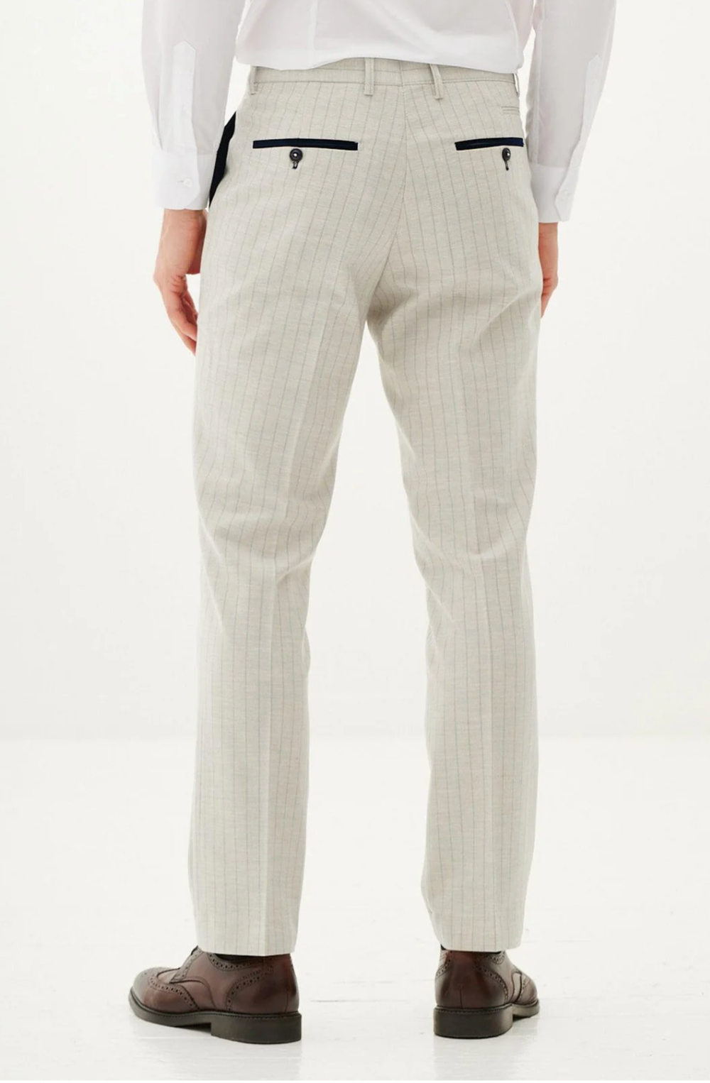Marc Darcy Grant Pinstripe Stone Trouser