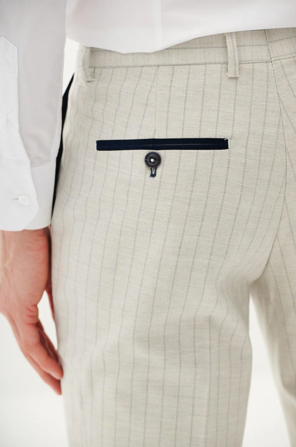 Marc Darcy Grant Pinstripe Stone Trouser