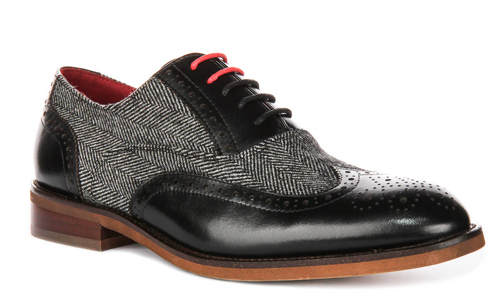 Justin Reese Albert Black Tweed Brogue