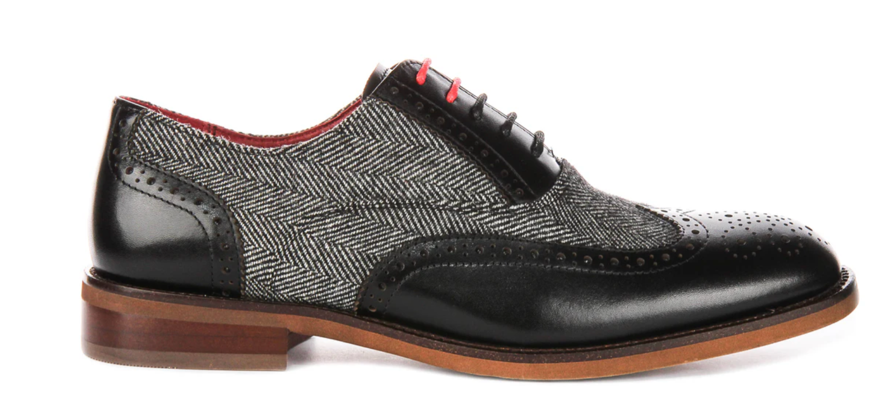 Justin Reese Albert Black Tweed Brogue