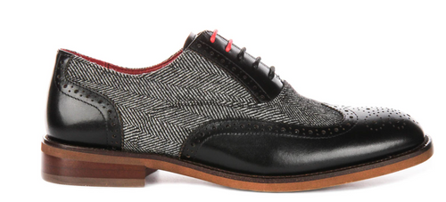 Justin Reese Albert Black Tweed Brogue
