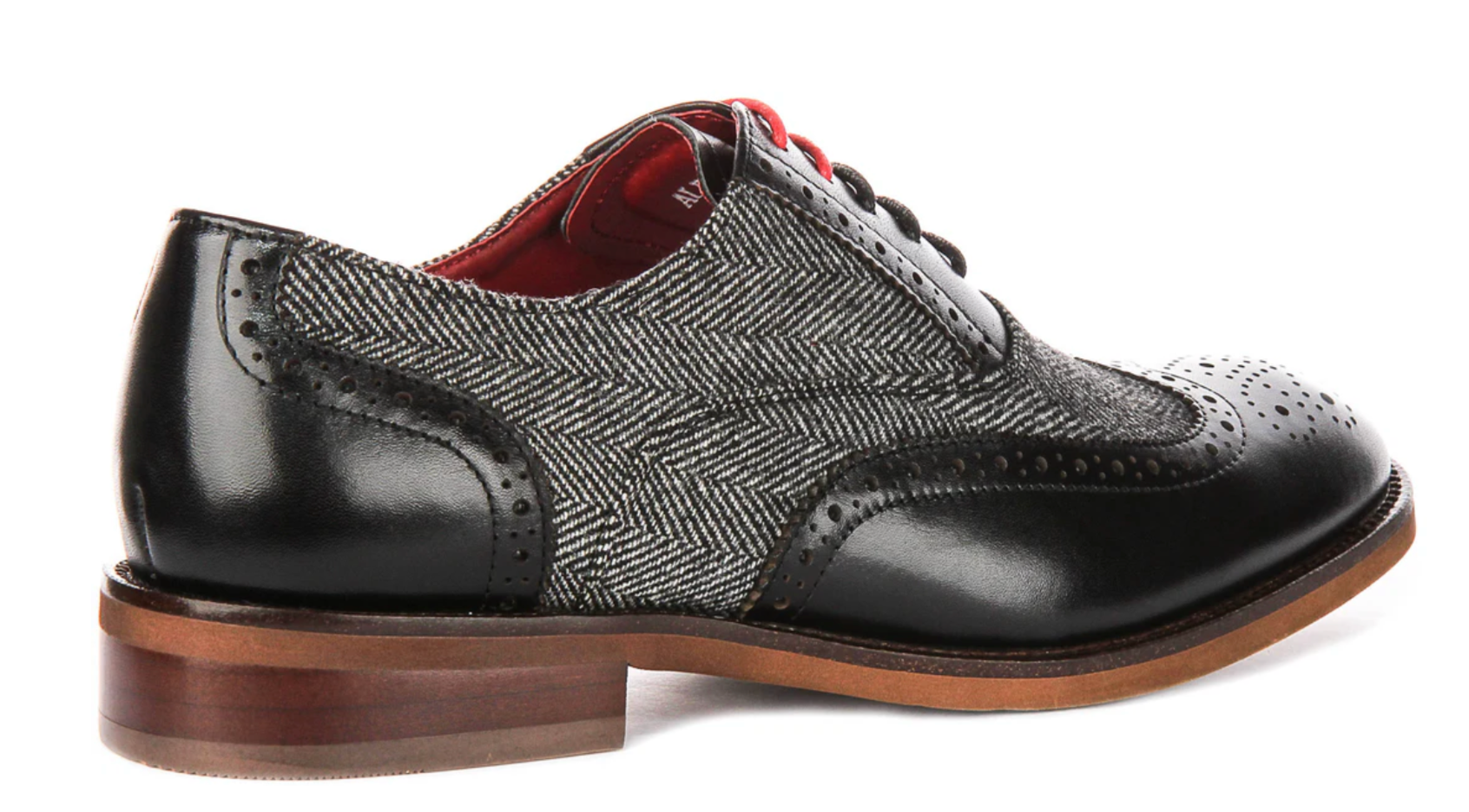 Justin Reese Albert Black Tweed Brogue