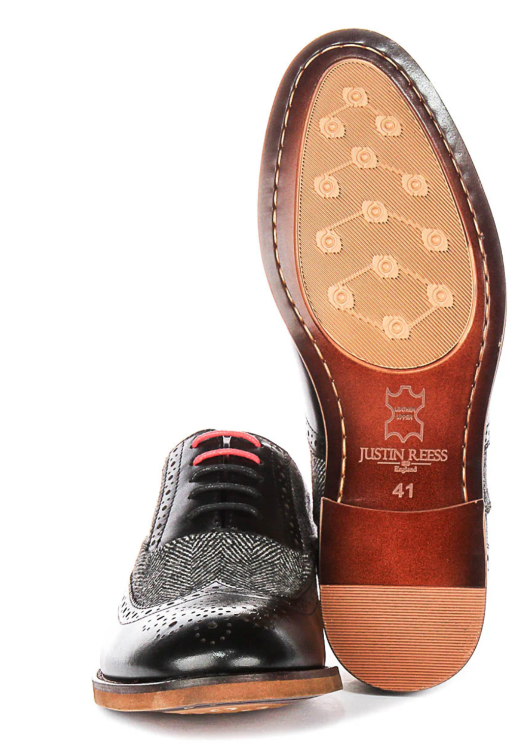 Justin Reese Albert Black Tweed Brogue
