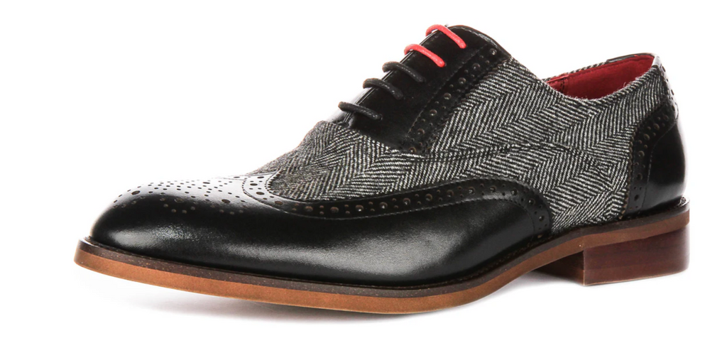Justin Reese Albert Black Tweed Brogue