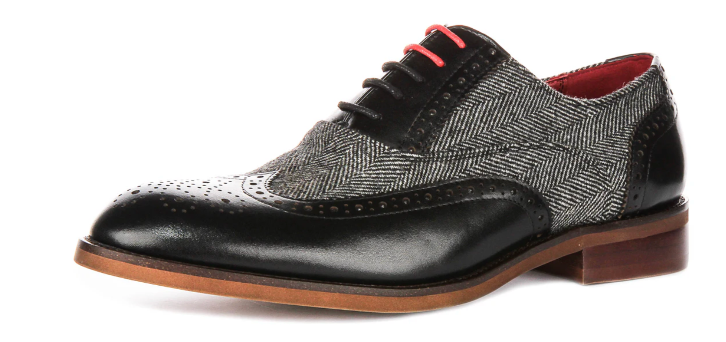 Justin Reese Albert Black Tweed Brogue