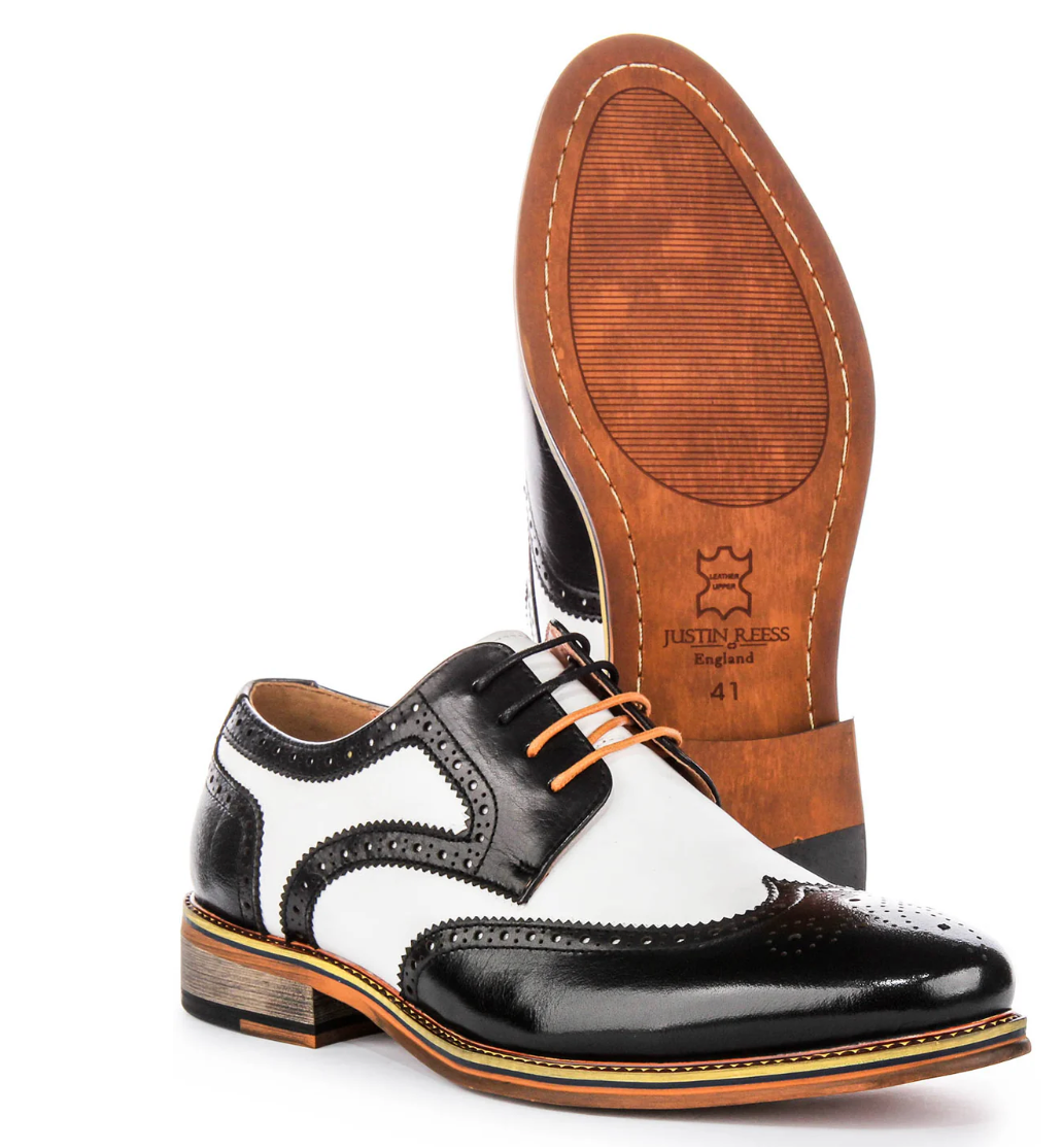 Justin Reess Kai 2 Black and White Brogue
