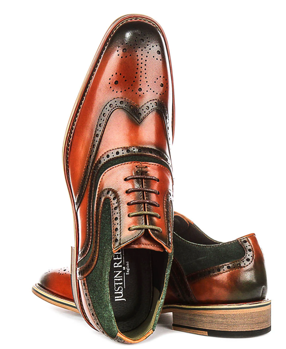 Justin Reess Roman Brogue in Tan Green