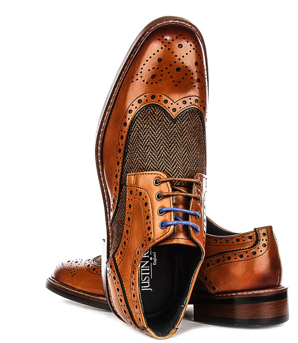 Justin Reess Sean Tweed Brogue in Tan