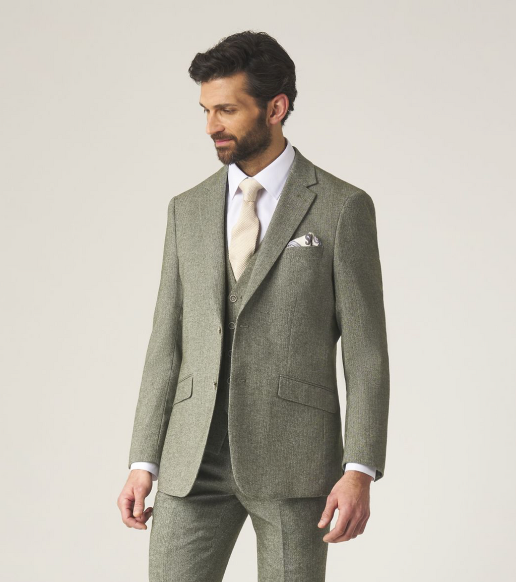 Skopes Jude Sage Green Tweed Herringbone Jacket