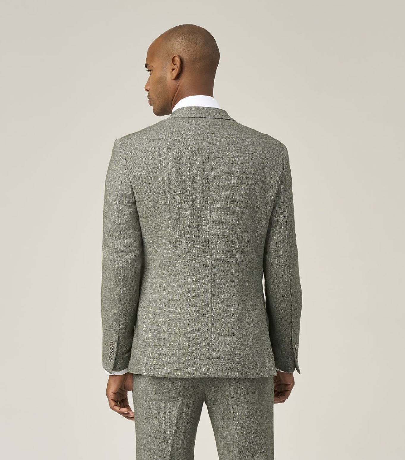 Skopes Jude Sage Green Tweed Herringbone Double Breasted Jacket